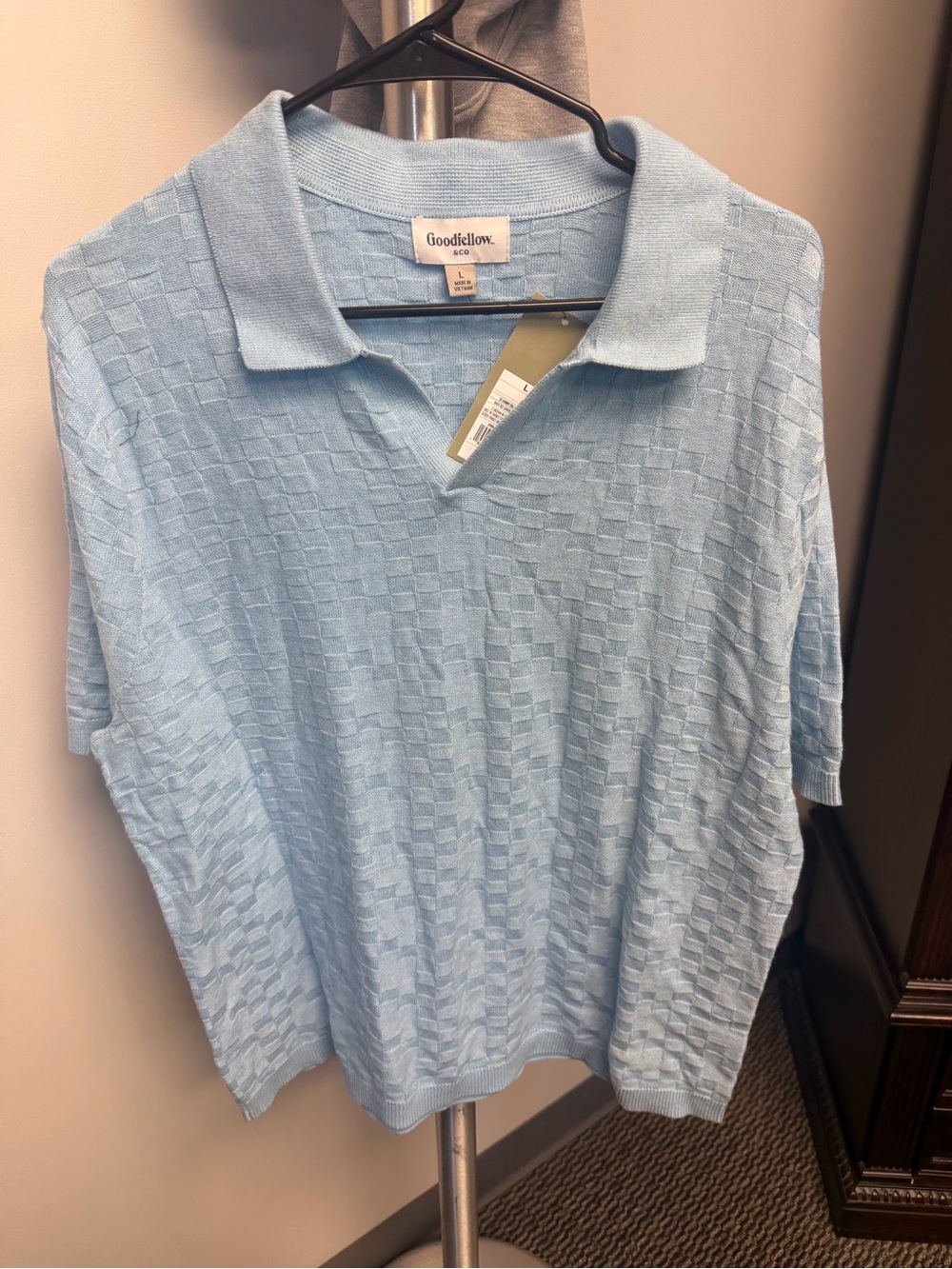 Goodfellow & Co Sky Blue Textured Short-Sleeve Polo
